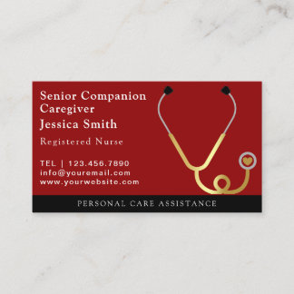 Nurse Caregiver Modern golden glitter Medical  Business Card