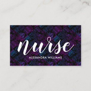 Nurse Caregiver Modern Medical Black Business Card