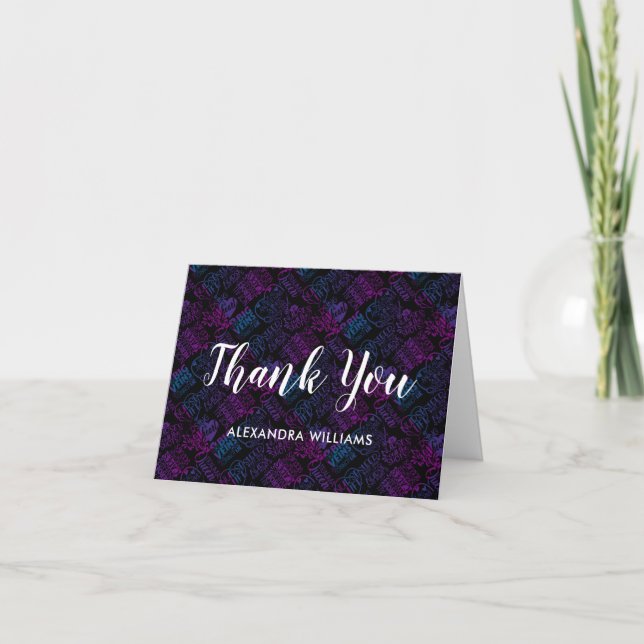 Nurse Caregiver Modern Medical Black Thank You Card (Front)