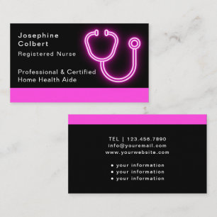 Nurse Caregiver Modern Pink Stethoscope Medical Business Card