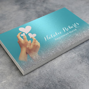 Nurse Caregiver Modern Turquoise Medical Care Business Card