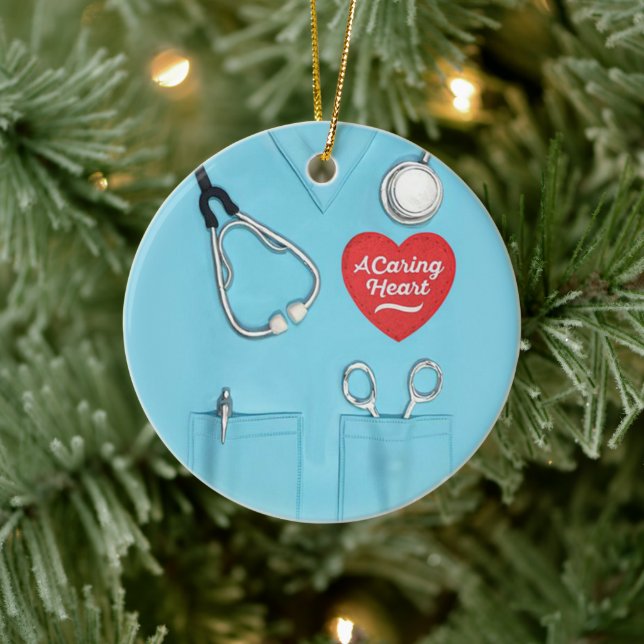 Nurse Caring Heart Nursing Graduate Health Doctor Ceramic Ornament (Tree)