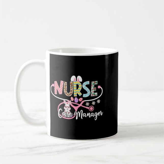 Nurse Case Manager Easter Bunny Egg Stethoscope Coffee Mug (Left)