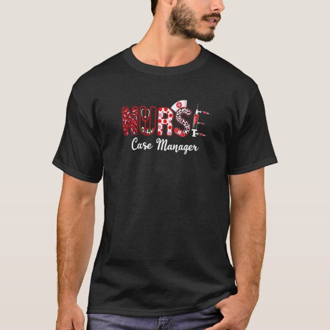 Nurse Case Manager Stethoscope Leopard Print Nursi T-Shirt (Front)