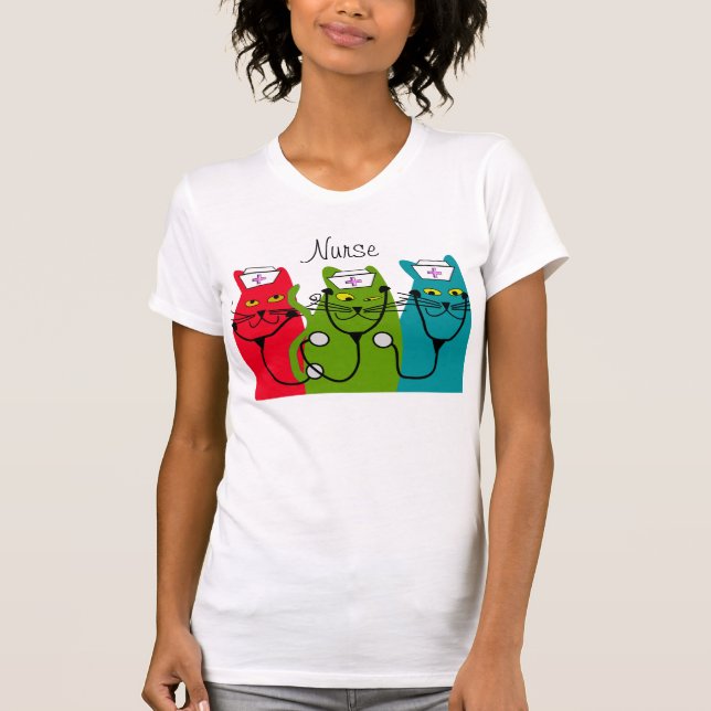 Nurse Cat Art T-Shirt (Front)