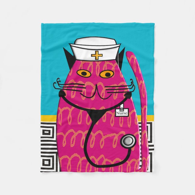 Nurse Cat Fleece Blanket III (Front)