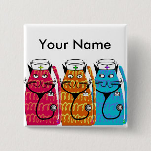 Nurse Cats 15 Cm Square Badge