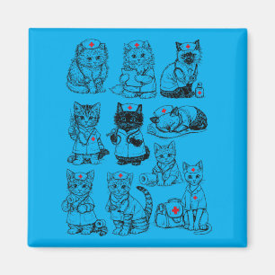 Nurse Cats Funny Nurses Day Gift Magnet