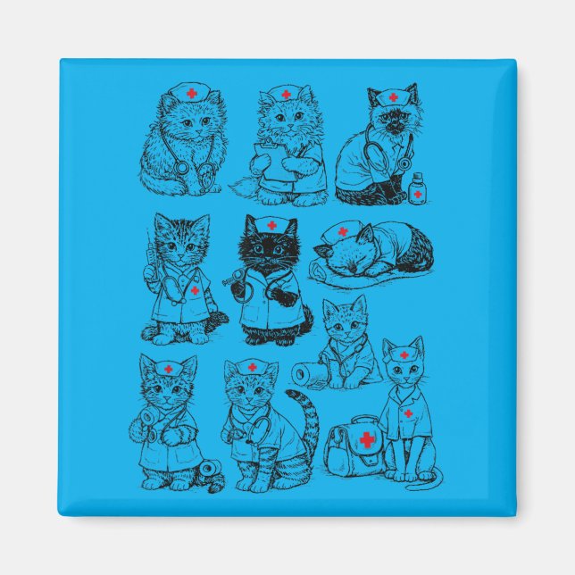 Nurse Cats Funny Nurses Day Gift Magnet (Front)