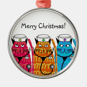 Nurse Cats Metal Tree Decoration