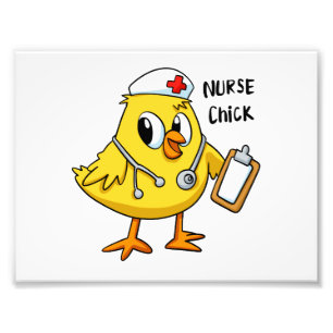 Nurse chick cartoon   choose background colour photo print