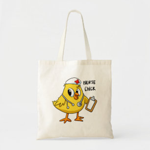 Nurse chick cartoon choose background colour tote bag