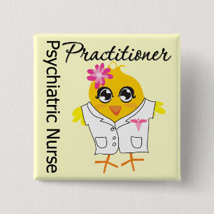 Nurse Chick v2 Psychiatric Nurse Practitioner 15 Cm Square Badge