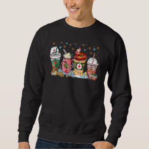 Nurse Christmas Coffee Iced Latte Xmas Nursing Ste Sweatshirt