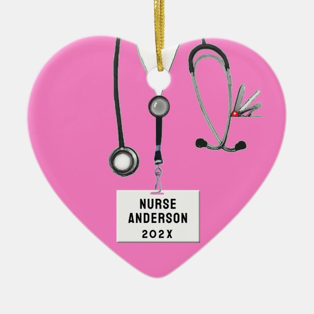 Nurse Christmas Collectable Ceramic Ornament (Front)