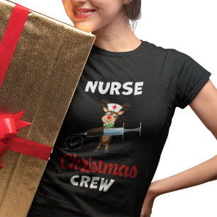 Nurse Christmas Crew Reindeer  Snowflake Syringe T-Shirt