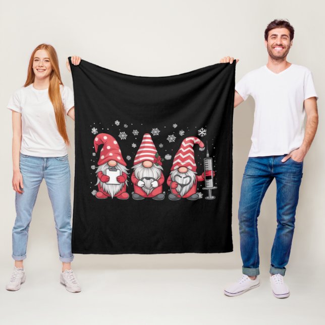 Nurse Christmas Gnomes Cute Xmas Scrub Fleece Blanket (In Situ)