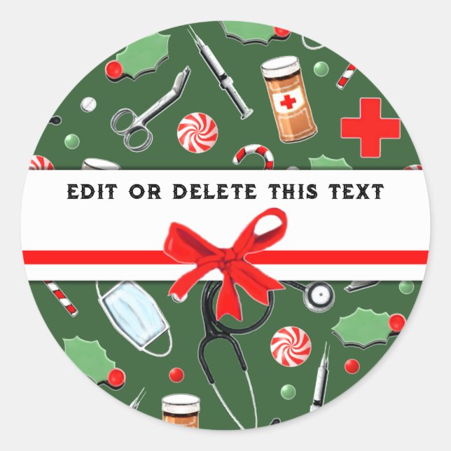 Nurse Christmas Holiday Square Sticker (Front)