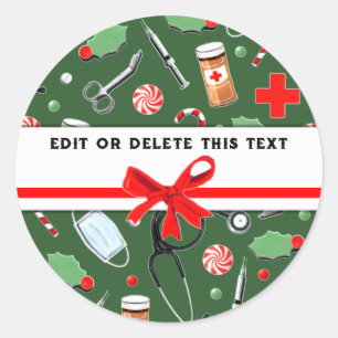 Nurse Christmas Holiday Square Sticker