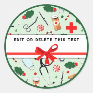 Nurse Christmas Holiday Square Sticker