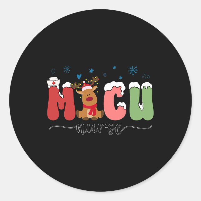 Nurse Christmas Men Women Medical Intensive Care U Classic Round Sticker (Front)