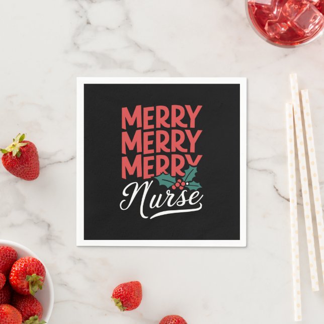 Nurse Christmas Merry Nurse Nursing Gifts Holiday Napkin (Insitu)