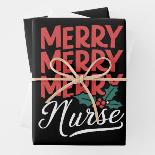 Nurse Christmas Merry Nurse Nursing Gifts Holiday Wrapping Paper Sheet