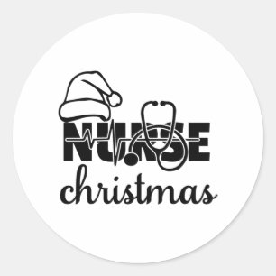 Nurse Christmas PNG   Classic Round Sticker