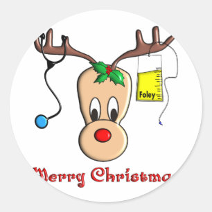 Nurse Christmas Reindeer Gifts Classic Round Sticker