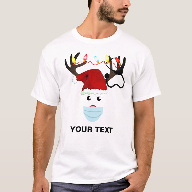 Nurse Christmas Reindeer With Stethoscope T-Shirt (Front)