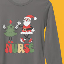 Nurse Christmas Retro Santa Claus and Tree