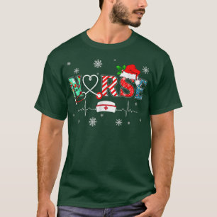 Nurse Christmas Santa Hat Snow Stethoscope Xmas T-Shirt