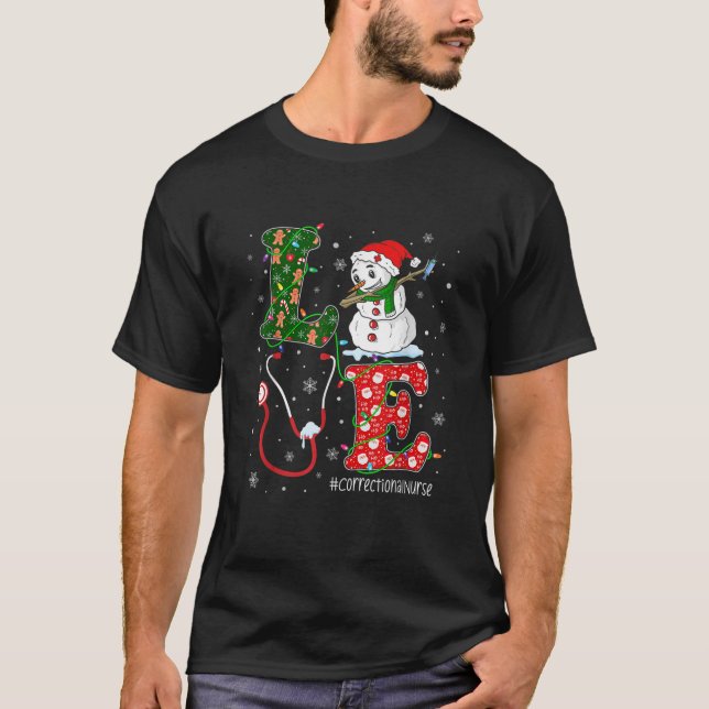 Nurse Christmas Santa Reindeer Love Correctional N T-Shirt (Front)