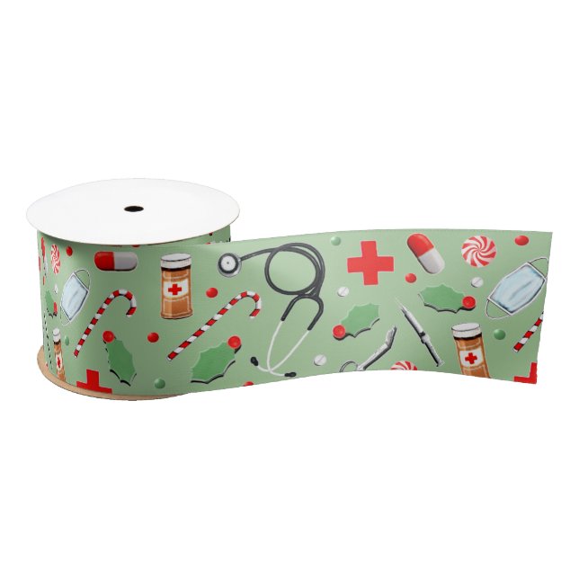 Nurse Christmas Satin Ribbon (Spool)