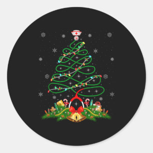 Nurse Christmas Scrub Tops Nursing Stethoscope Xma Classic Round Sticker