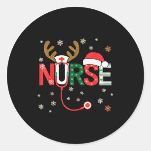 Nurse Christmas Stethoscope Nurses Xmas  Classic Round Sticker
