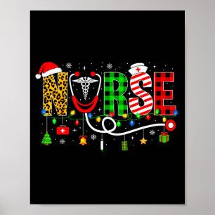 Nurse Christmas Stethoscope Nurses Xmas Pajamas Gi Poster
