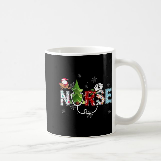 Nurse Christmas Stethoscope Nurses Xmas Pajamas Pj Coffee Mug (Right)