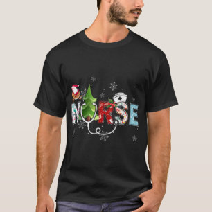 Nurse Christmas Stethoscope Nurses Xmas Pajamas Pj T-Shirt