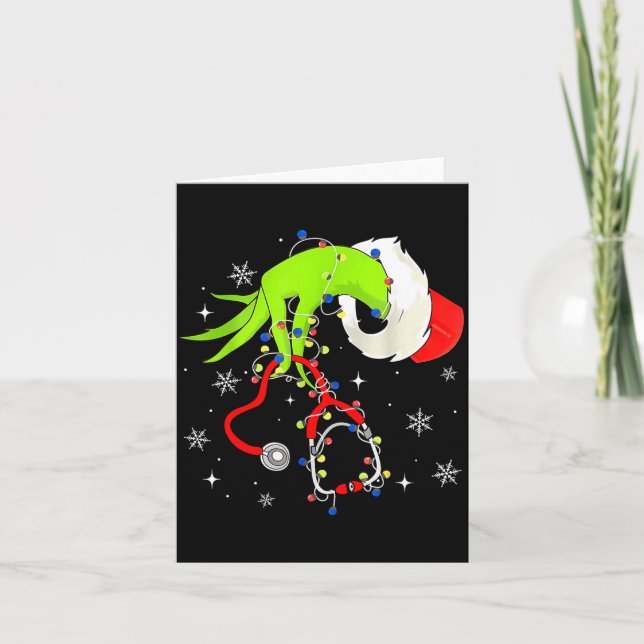 Nurse Christmas Stethoscope Nurses Xmas Pajamas Sa Card (Front)