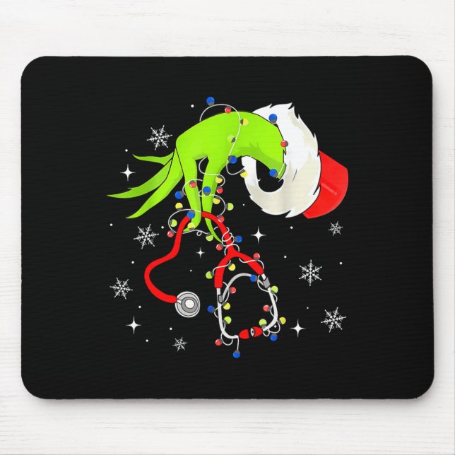 Nurse Christmas Stethoscope Nurses Xmas Pajamas Sa Mouse Pad (Front)