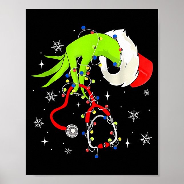 Nurse Christmas Stethoscope Nurses Xmas Pajamas Sa Poster (Front)