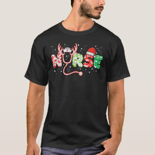 Nurse Christmas Stethoscope Nurses Xmas Pyjamas PJ T-Shirt