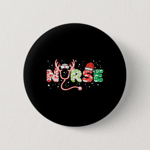 Nurse Christmas Stethoscope Nurses Xmas Scrub Top 6 Cm Round Badge