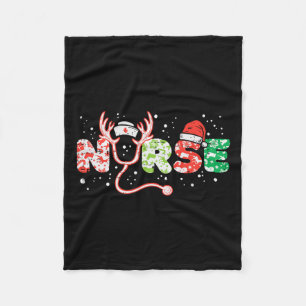 Nurse christmas stethoscope nurses xmas scrub top  fleece blanket