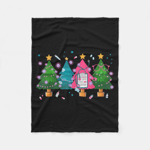 Nurse Christmas Stethoscope Nurses Xmas Scrub Top Fleece Blanket