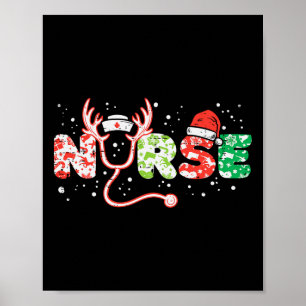 Nurse christmas stethoscope nurses xmas scrub top poster