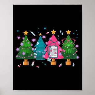 Nurse Christmas Stethoscope Nurses Xmas Scrub Top  Poster