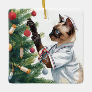 Nurse Christmas time at working place Ceramic Ornament