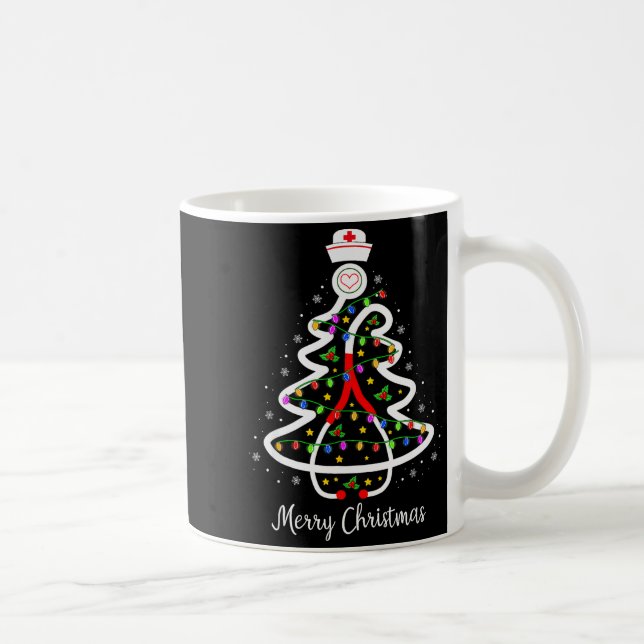 Nurse Christmas Tree Shirt Stethoscope Nursing Nic Coffee Mug (Right)